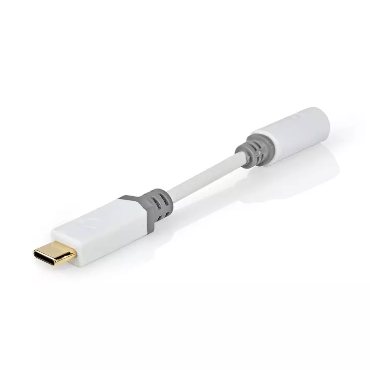 USB-C Sovitin | USB 2.0 | USB-C Uros | 3.5 mm naaras | 0.10 m | Pyöreä | Kullattu | PVC | Valkoinen | Laatikko - Tietokone ja verkko - 5412810336609 - 1