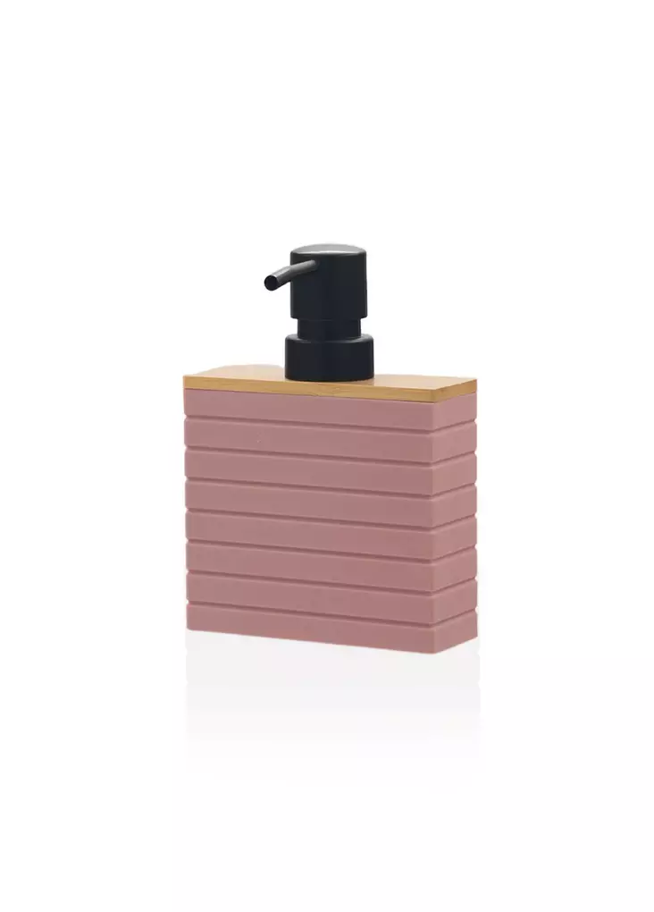 Vaaleanpunainen Polyresiininen Saippua-annostelija - Kylpyhuoneeseen - 4 x 10 x 15 cm - Tyylikäs ja Kestävä - Kylpyhuonetarvikkeet - 8684282684619 - 1