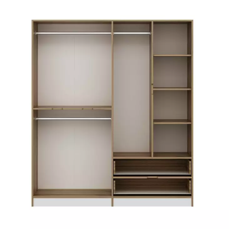 Vaatekaappi Dore - 100% Melamiinipinnoitettu Lastulevy, 185x208x52 cm, Useita Hyllyjä, Tyylikäs ja Kestävä - Vaatekaapit - 8683742561989 - 1