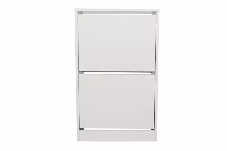 Valkoinen Kenkäkaappi - 100% Melamiinipinnoitettu Lastulevy, 51x84x26 cm, 2 Vetolaatikkoa, Seinään Kiinnitettävä - Kenkäkaapit - 8682870658219 - 1