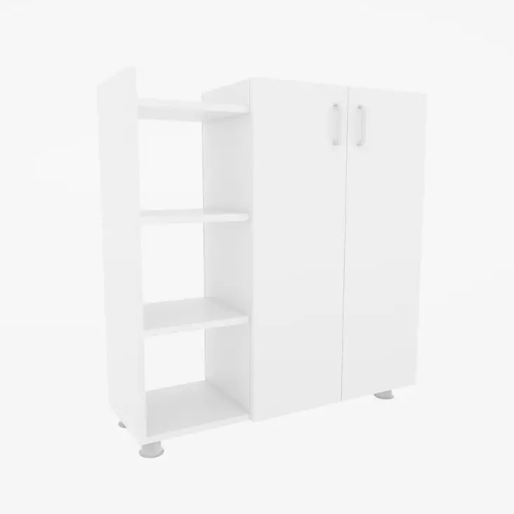 Valkoinen Kenkäkaappi - 100% Melamiinipinnoitettu Lastulevy, 90x95x29,6 cm, Useita Hyllyjä, Seinään Kiinnitettävä - Kenkäkaapit - 8681181613689 - 1