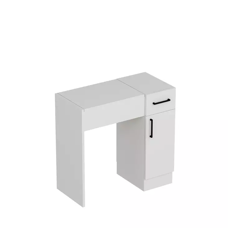Valkoinen Meikkipöytä - 100% Melamiinipinnoitettu Lastulevy, Useita Hyllyjä, Kiinnitettävä Seinään, 74,2x107,5x37,6 cm - Meikkipöydät - 8681875796049 - 1