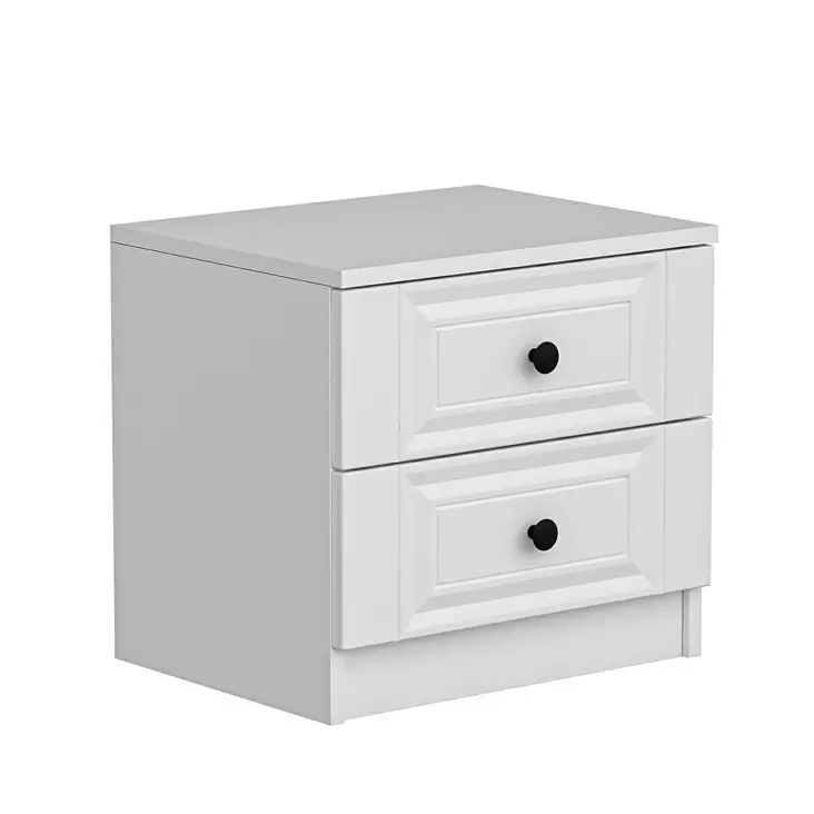 Valkoinen Yöpöytä - 100% Melamiinipinnoitettu Lastulevy, 18 mm, 50x47x40 cm, Useita Hyllyjä, 1 Paketti - Yöpöydät - 8683742567349 - 1