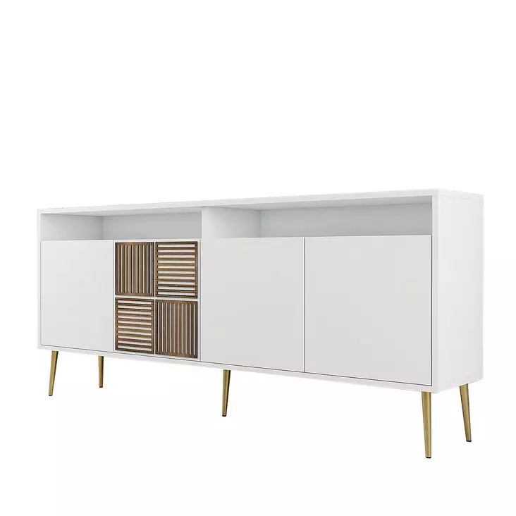 Valkokultainen Konsoli - 100% Melamiinipinnoitettu Lastulevy, 180x77x35 cm, 3 Pakettia, Tyylikäs ja Kestävä Huonekalu - Lipastot ja senkit - 8684282465799 - 1