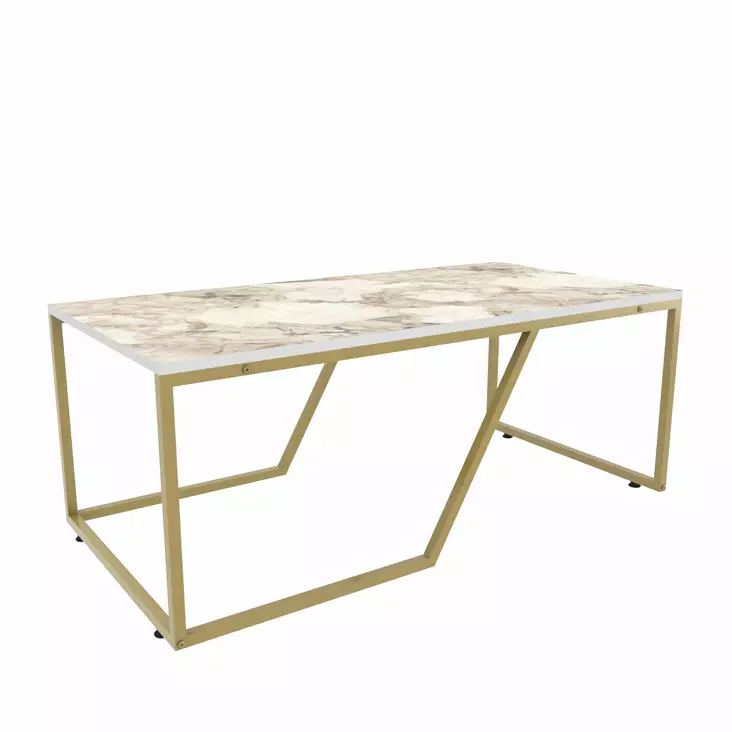 Valkokultainen sohvapöytä - 100% Melamiinipinnoitettu Lastulevy, 18mm, 120x60x48cm - Moderni ja Tyylikäs Design - Sohvapöydät - 8683743117949 - 1