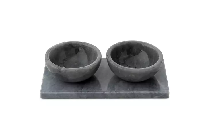 Verona Grey Marble Kulhosetti - 3-osainen Keittiöväline, Sisältää Vannitarjottimen ja Maustelaatikot, Tyylikäs Harmaa Design - Tarjoiluastiat - 8684283056309 - 1