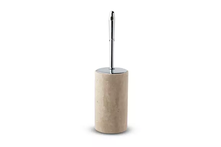 Ylellinen Travertiini Marmori WC-harja Beige - Kestävä ja Tyylikäs Kylpyhuoneen Sisustuselementti, Halkaisija 9 cm, Korkeus 17 cm - Kylpyhuonetarvikkeet - 8684283055609 - 1