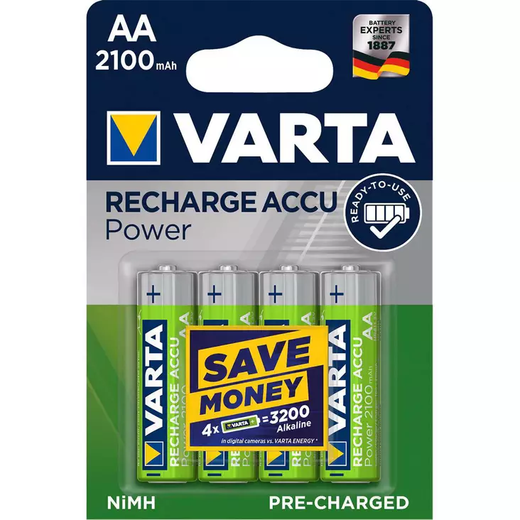Ladattava NiMH AA 1.2 V 2100 mAh 4-Blisteri - Akkuparistot - VARTA-56706B - 1