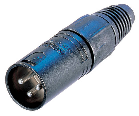 3-napainen uroskaapeliliitin, jossa musta metallikotelo ja kullanväriset liittimet - Audioliittimet ja plugit - NTR-NC3MXB - 1