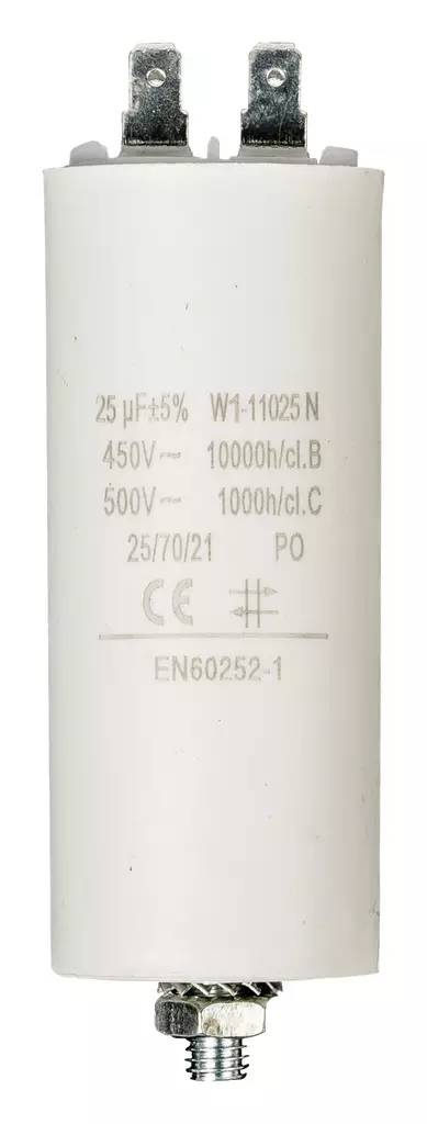Kondensaattori | 25 uF | 450 V | Faston | 1 kpl - Varaosat - W1-11025N - 1